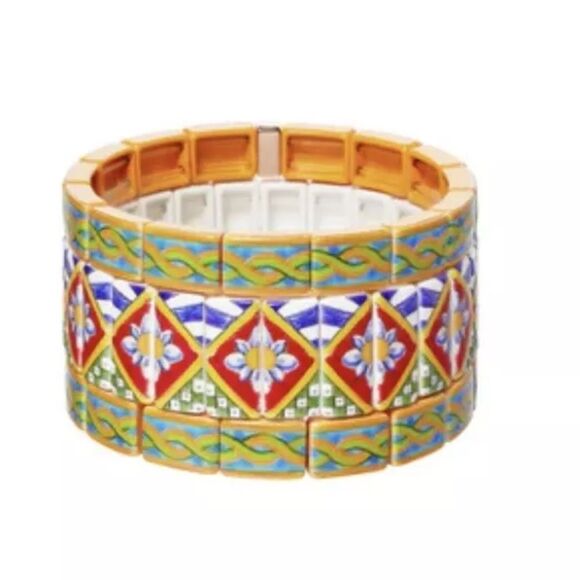 Nwot Roxanne assoulin Geometric Stretch Bracelet set of three - Picture 1 of 10
